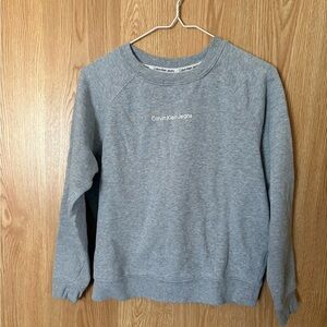 Calvin Klein Jeans Gray Crew Neck Cropped Oversized Sweatshirt